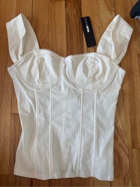 Fashion Nova White Corset-Style Tank Top